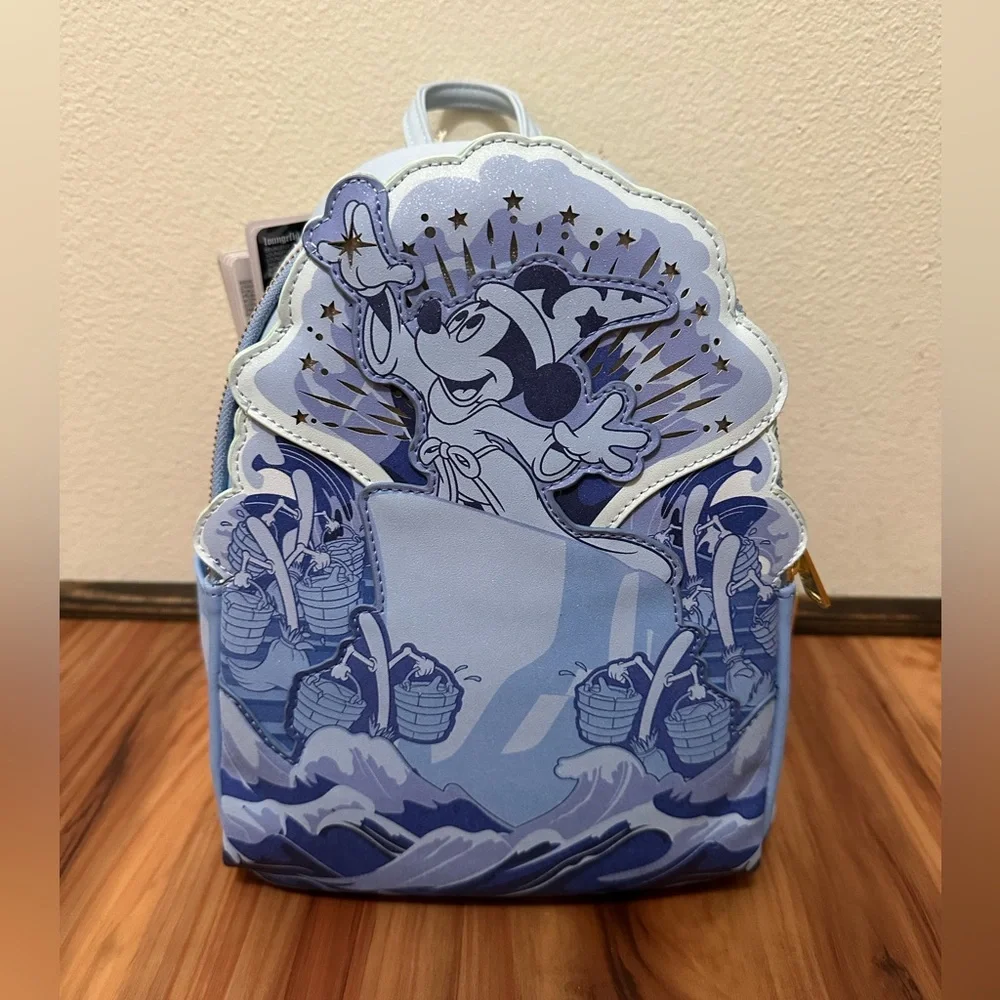 NWT Loungefly Disney Fantasia Mickey Mouse Sorcerer Light Up Backpack - Picture 3 of 7